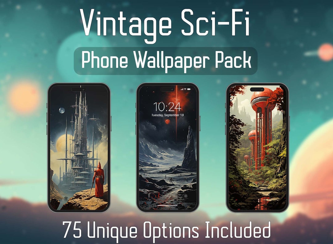 Vintage Sci-fi Phone Backgrounds | Set of 75 | Ios & Android | Instant ...