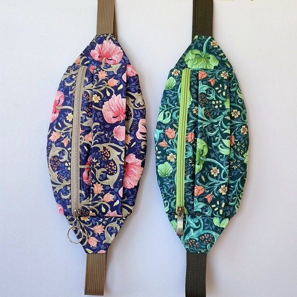 William Morris Bum Bags. Dainty Designer Fabric Fanny Packs