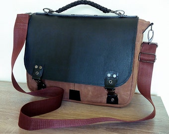 Waxed Canvas and Leather Vintage Style Bag