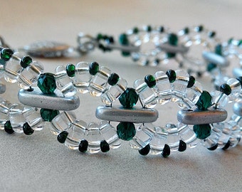 Ice Meanders — Ensemble bracelet tissé et boucles d'oreilles