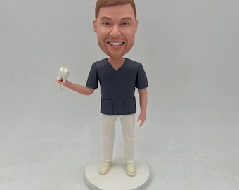 Custom Dentist Bobblehead: Personalized Polymer Clay Figurine