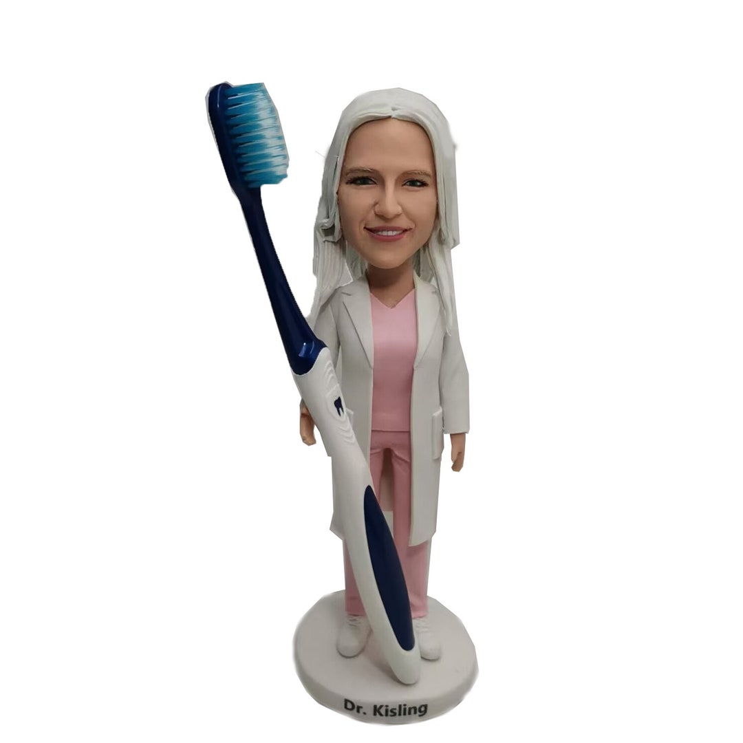 Female Dentist With Toothbrush Custom Bobblehead