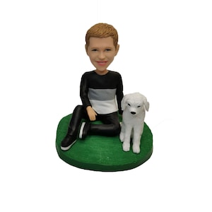 custom bobbleheads, boy/children/grandson gifts,boy bobbleheads with dog/pet,bobbleheads children,bobbleheads for family,anniversary gifts