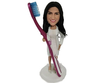 Custom dentist bobbleheads,female dentist gift,dentist graduation gift,dentist gifts for women,dentist SVG,cake topper,clay dolls