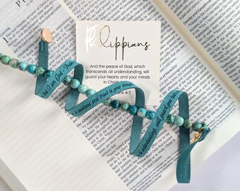 Philippians 4:7 Bracelet, Peace of God Scripture Bracelet, Christian Anxiety Gift for Her