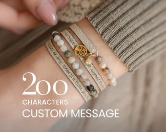 Pulsera envolvente con piedras preciosas grabadas a medida, regalo personalizado con cita para ella.