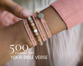 Pulsera de Primera Comunión, regalo de Confirmación personalizado con versículo bíblico para niña.