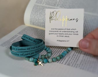 Pulsera de piedras preciosas con mensaje de ánimo para una amiga, regalo personalizado con mensaje oculto.