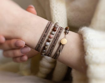 Pulsera con versículos bíblicos: pulseras cristianas de cuero vegano para mujeres y adolescentes, regalo bíblico.