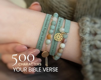 Pulsera religiosa para mujer, pulsera personalizada con versículo bíblico, regalo de aliento cristiano.