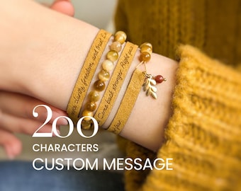 Pulsera de piedras preciosas con mensaje de ánimo para una amiga, regalo personalizado con mensaje oculto.