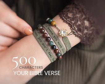Pulsera cristiana para mujer, regalo personalizado con versículo bíblico, joyería con escrituras