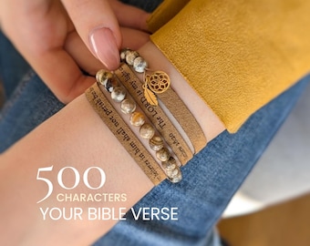 Pulsera con versículo bíblico del Salmo 23 para mujer: El Señor es mi pastor. Regalo cristiano personalizado.