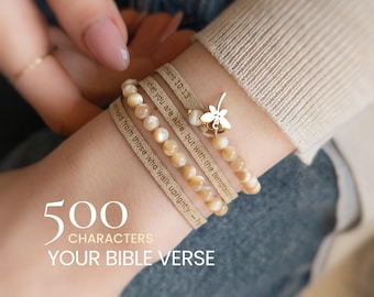 Pulseras cristianas para mujer, pulsera personalizada con piedras preciosas y versículo bíblico personalizado, regalo de joyería de fe