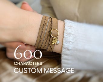 Pulsera larga con cita para mujer, regalo personalizado con mensaje oculto para ella.