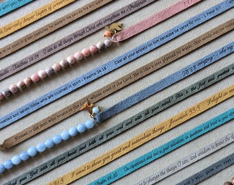 Pulsera con versículo bíblico completo, pulsera personalizada con versículo bíblico para mujer, regalo cristiano personalizado para ella.