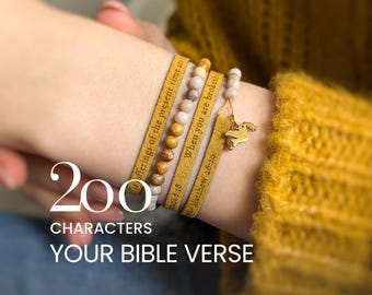 Pulsera con versículo bíblico Mateo 28:20, pulseras personalizadas para mujer, regalo cristiano personalizado para ella.