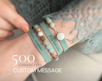 Pulsera con texto personalizado, joyería con cita inspiradora personalizada para mujer, regalo significativo para ella.