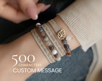 Pulsera de fuerza para mujer, regalo de ánimo personalizado, pulsera inspiradora con piedras preciosas