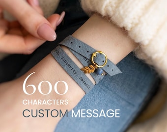 Pulsera personalizada para mujer, pulsera con cita grabada a medida, regalo con mensaje oculto