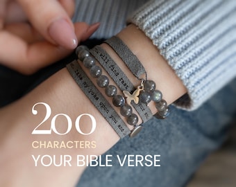 Pulsera de oración cristiana para mujer, cita completa de Mateo 11:28-30, regalo personalizado con versículo bíblico.