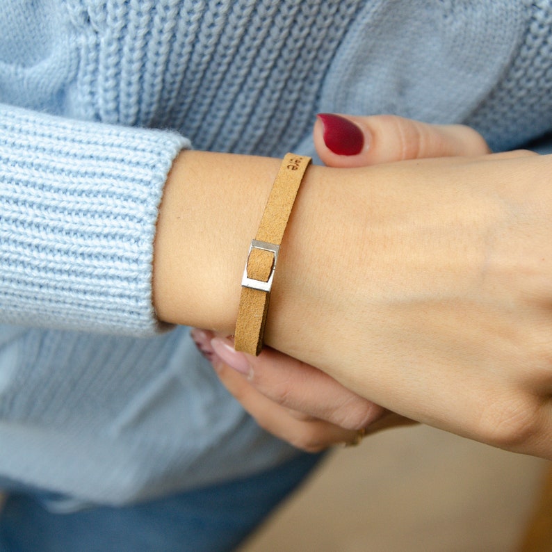 Personalized leather bracelet for her engraved vegan leather bracelet women thank you gifts for women wrap bracelet meaningful gifts