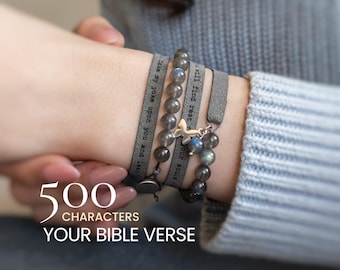 Pulsera con versículo bíblico para mujer, regalo para amiga cristiana, pulsera personalizada con escritura.