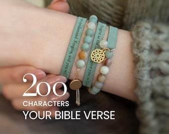 Pulsera religiosa para mujer, pulsera personalizada con versículo bíblico, regalo de aliento cristiano.