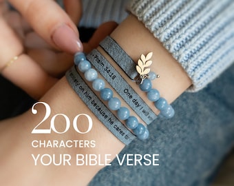 Pulsera con versículo bíblico para mujer, regalo personalizado con versículo bíblico para amiga cristiana.