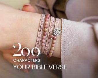 Pulsera personalizada con versículo bíblico y piedras preciosas, regalo cristiano personalizado para ella.