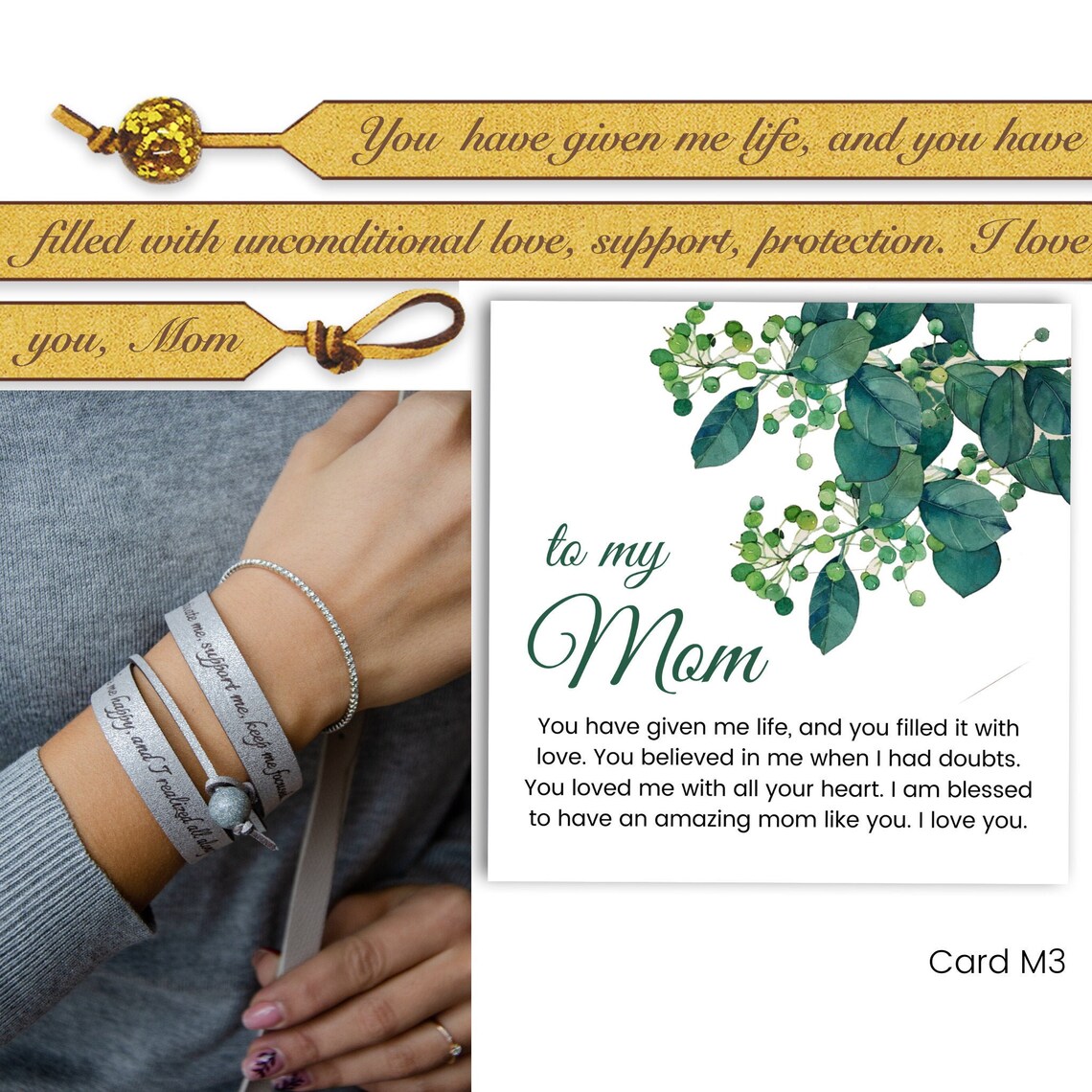 Personalized engraved mom bracelet Clearance