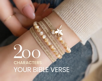 Pulseras cristianas para mujer, pulsera personalizada con piedras preciosas y versículo bíblico personalizado, regalo de joyería de fe