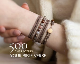 Pulsera con versículo bíblico, pulseras cristianas de cuero vegano para mujeres y adolescentes, regalo con escritura bíblica