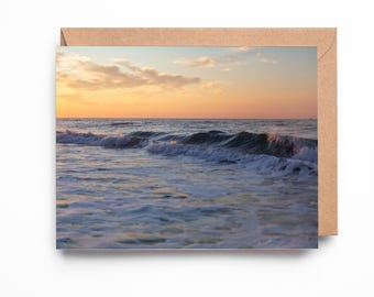 FIRST LIGHT Greeting Card – Coastal Sunrise Photography Blank A2 Card with Kraft Envelope