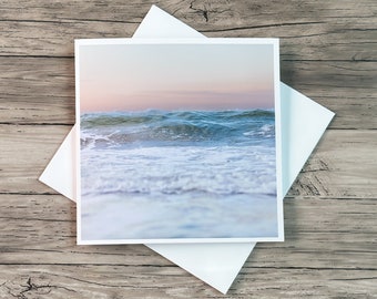 Sunrise Beach Notecard with Envelope - Blank All Occasion Notecard with Serene Ocean Waves Print