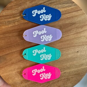 Vintage Motel POOL KEY Keychain - Colorful Keychain for a Retro-Inspired Beach House Look