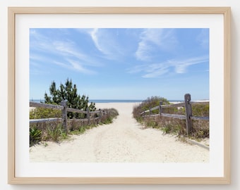 Framed Cape May Beach Path Photography Print, Coastal Wall Art