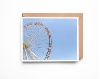 Wildwood FERRIS WHEEL Greeting Card – Coastal Boardwalk Photography Blank A2 Card