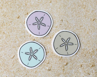 Sand Dollar Stickers: Hand-Drawn Beach Stickers, Set of 3,