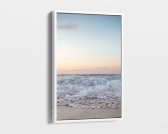 Framed Canvas Pastel Beach Art, Ocean Waves Wall Art, Ocean Photography, Pastel Ocean Waves, Boho Art, Beach Wall Art