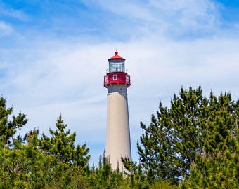 Cape May Lighthouse Mini Print | Coastal Photography 4x4 | Beach Wall Art | NJ Shore Decor