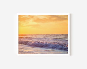 Sunrise Wall Art Print, Ocean Sunrise Print, Ocean Photography, Gift for Her, Beach Decor, Ocean Wall Art