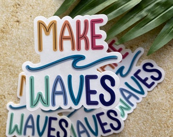 Make Waves Motivational Summer-Themed Vinyl Sticker