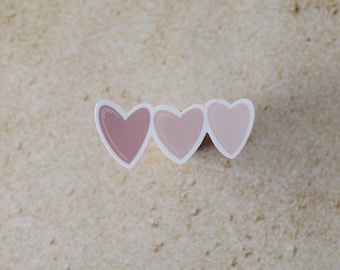 Hand-Drawn Pink Hearts Vinyl Sticker – Waterproof Aesthetic Decal