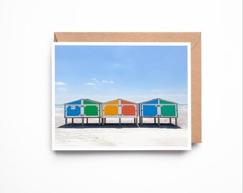 Wildwood BEACH BOXES 01 Greeting Card – Colorful Coastal Photography Blank A2 Card
