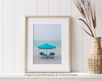 Teal Beach Chairs Print – Sarasota Coastal Photography, Gulf Coast Wall Art