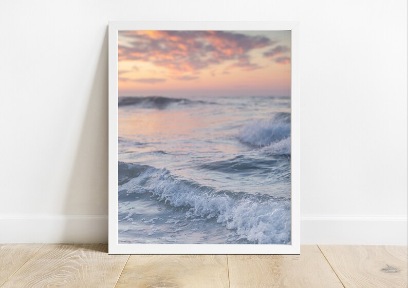 Pastel Ocean Print Ocean Waves Wall Art Boho Ocean Print Etsy