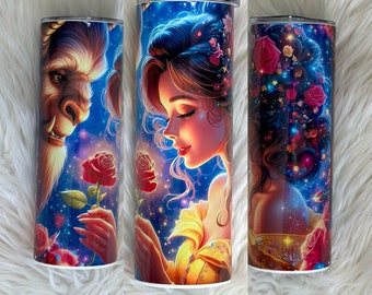Beaty and the Beast Tumbler | Princess Belle Tumbler | Starbucks Theme Tumbler | Coffee Tumbler