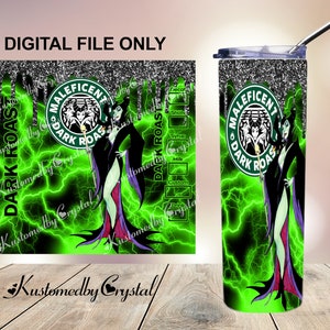 Maleficent Digital 20oz Straight Skinny Tumbler Sublimation Wrap Design | Maleficent PNG