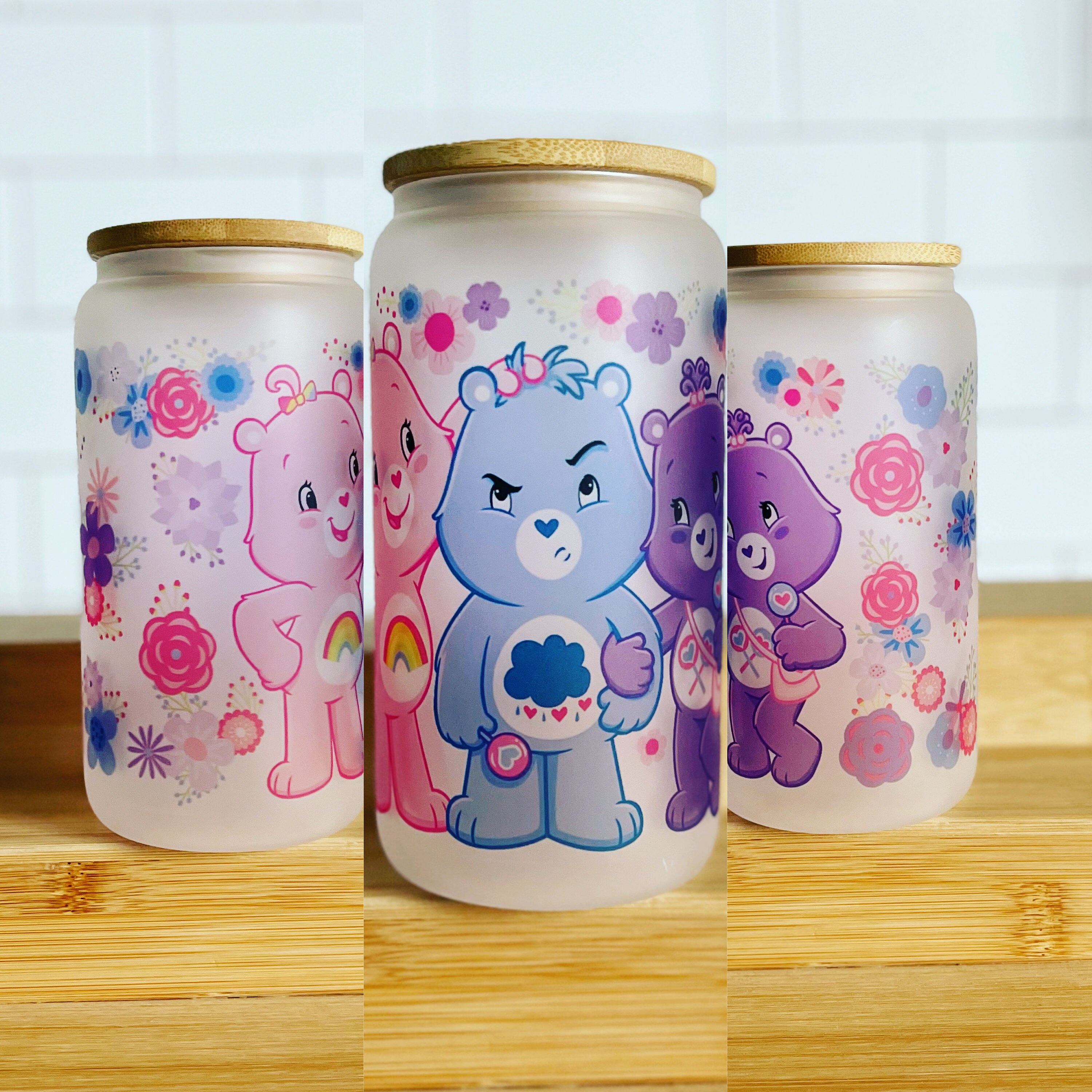 Bear Inspired Glass Can | 80’s fashion | Coffee Glass Can | Beer Glass Can